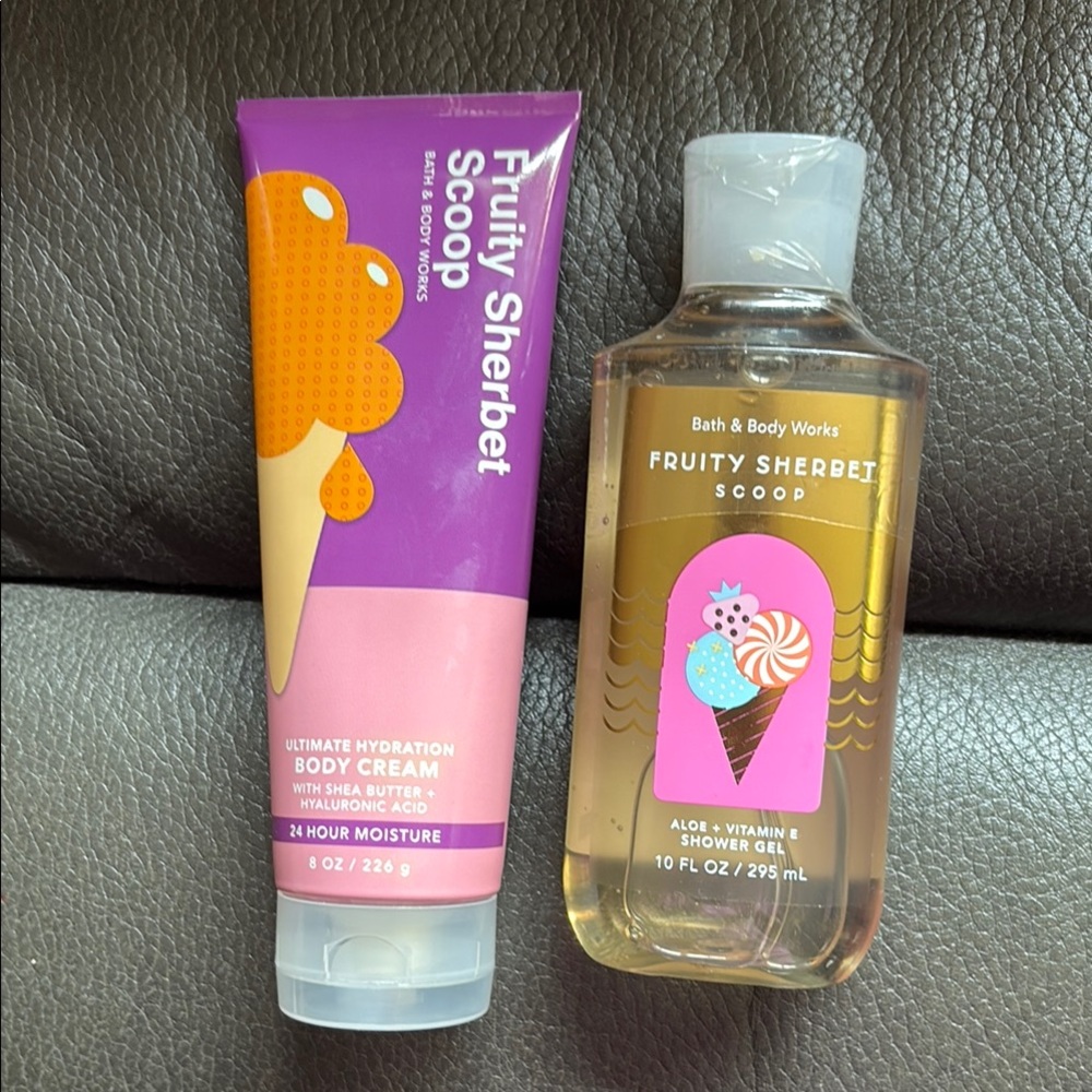 Bath and body fruity sherbet scoop body cream and body wash